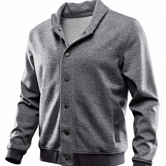 Banana Republic Men's Large Jacket Shawl Collar Button-Up Jacket – Gray Knit - Picture 3 of 12